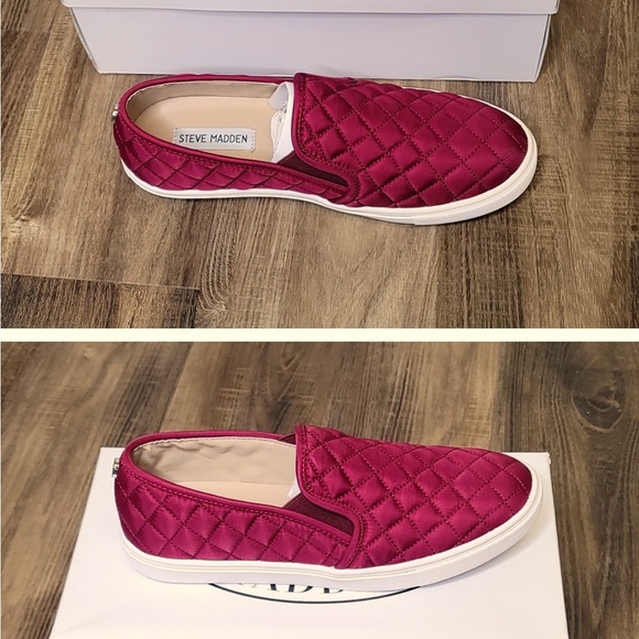 Steve Madden Slip on Shoes quilted burgundy size 7 - Picture 3 of 3